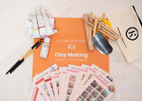 Social Pottery Kit Air Dry Clay + 6 Acrylic Paints + 3 Paint bruches + Carving tools